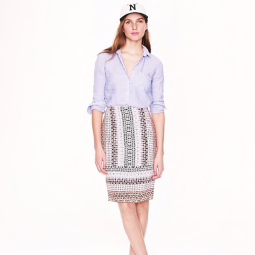 J Crew Drapey Pencil Skirt in Geo Print